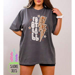 Football Lightning Bolt T-shirt-Pepper