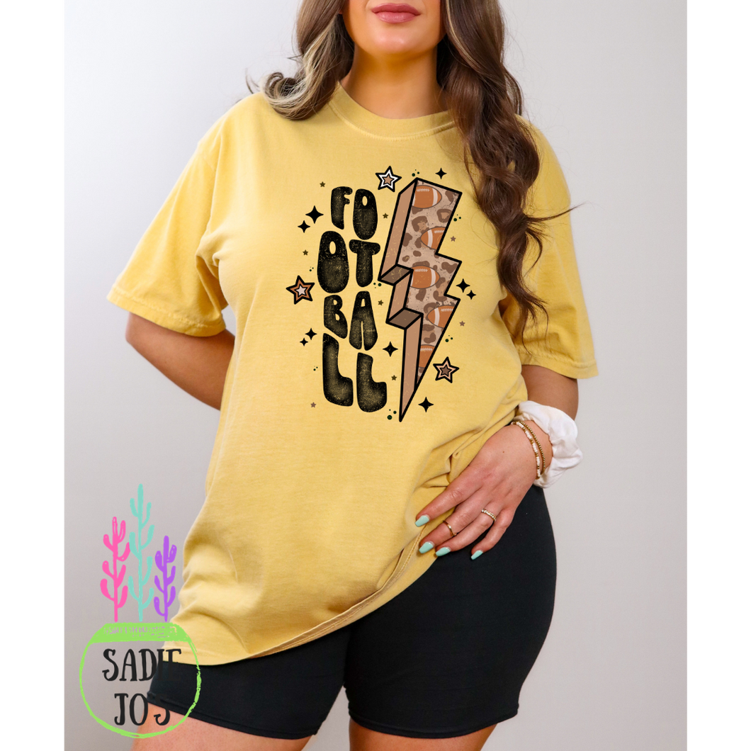 Football Lightning Bolt T-shirt-Mustard