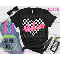 Checkered Heart Wolves-Pink
