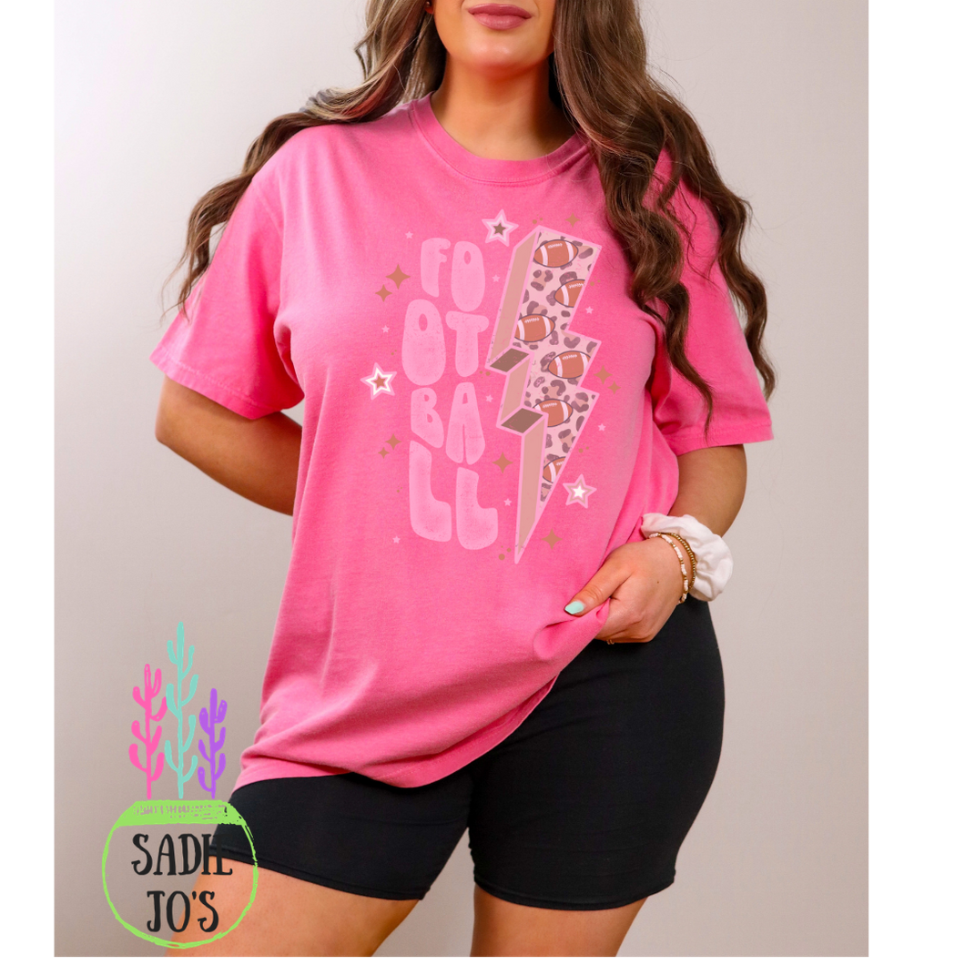 Football Lightning Bolt T-shirt-Pink