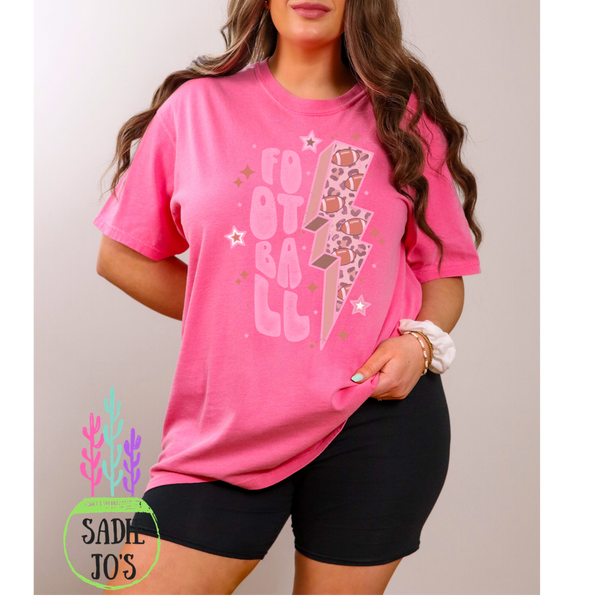 Football Lightning Bolt T-shirt-Pink